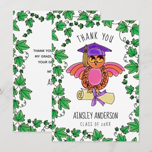 Afstudeeruil met klimop bedankkaart (Voorkant / Achterkant)
