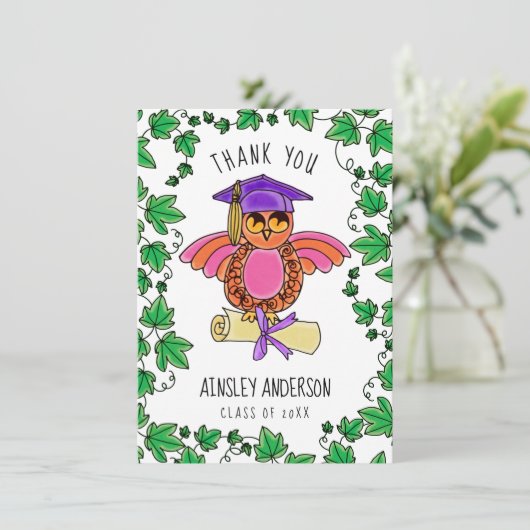 Afstudeeruil met klimop bedankkaart (Staand voorkant)