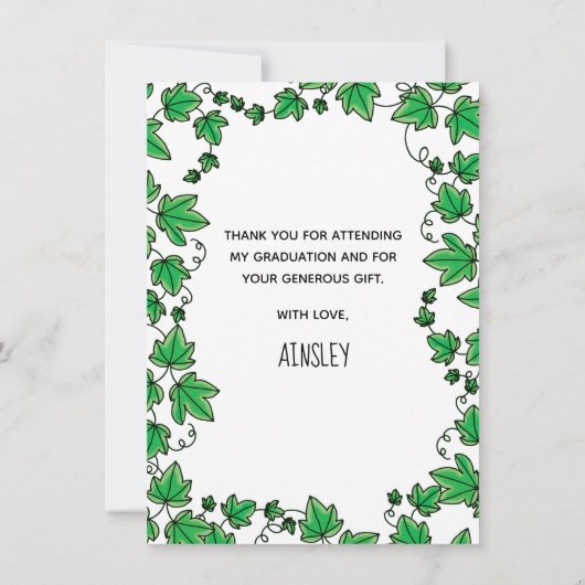 Afstudeeruil met klimop bedankkaart (Achterkant)