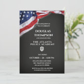 Afstudeeruitnodiging Amerikaanse vlag politieacade Kaart (Staand voorkant)