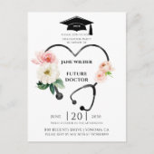 Afstudeeruitnodiging bloemslinger voor dokter uitnodiging briefkaart (Voorkant)