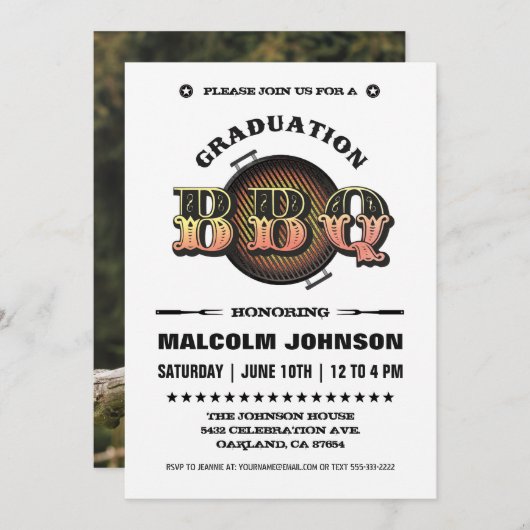  Afstudeeruitnodigingen | BBQ Party Kaart (Voorkant / Achterkant)