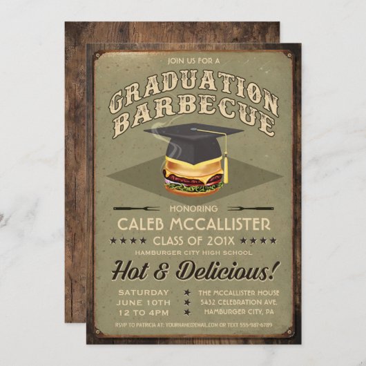  Afstudeeruitnodigingen | BBQ Party Kaart (Voorkant / Achterkant)