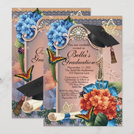 Afstudeeruitnodigingen Kaart (Voorkant / Achterkant)