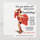  Afstudeeruitnodigingen |  pin-up meisje Kaart (Voorkant / Achterkant)