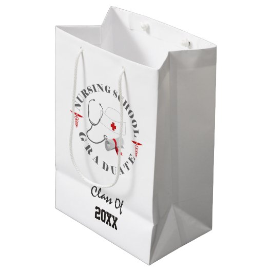 Afstudeeruitrusting voor verpleegkundigen medium cadeauzakje (Voorkant Gekanteld)