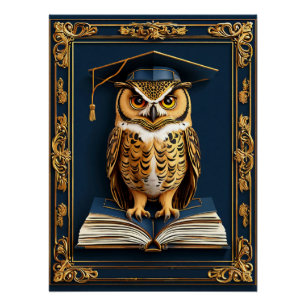 Afstudeerwensen Uil met afstudeerhoed Perfect Poster