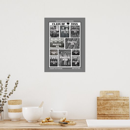 Afstuderen 10 Foto's Collage Poster grijs (Keuken)