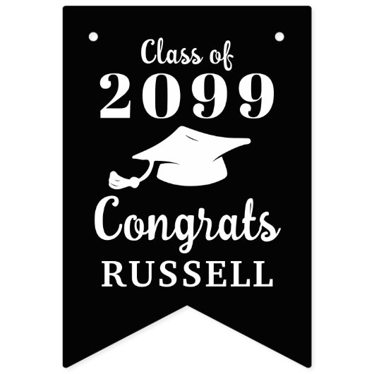 Afstuderen 12 foto's Jaar Congrats Naam Zwart Vlaggetjes (Eerste vlag)