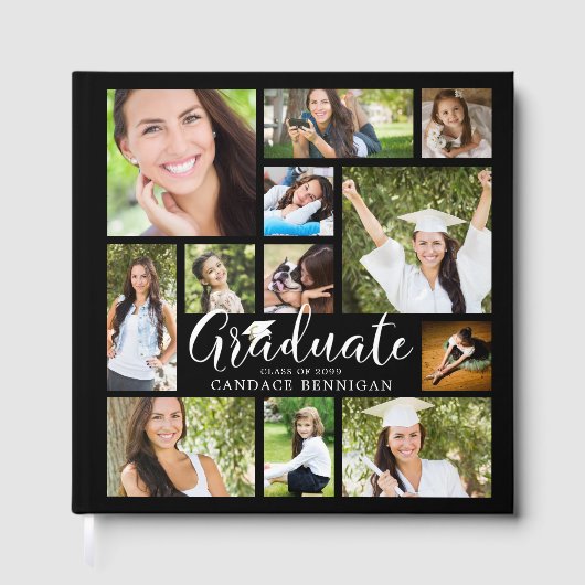 AFSTUDEREN 12 Photo Collage Script Aangepaste kleu Gastenboek (Voorkant)