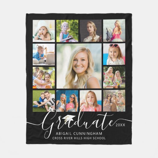 Afstuderen 13 Aangepaste kleur voor Photo Collage  Fleece Deken (Voorkant)