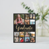 Afstuderen 13 Photo Collage Black & Gold Afstudere Aankondigingskaart (Staand voorkant)