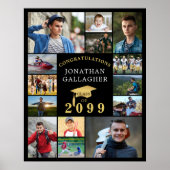 Afstuderen 14 Fotocollage Congrats Zwart Goud Poster (Voorkant)