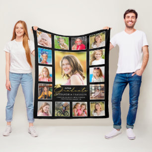 Afstuderen 15 Aangepaste kleur voor Photo Collage Fleece Deken