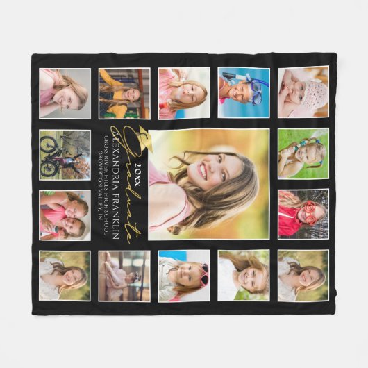 Afstuderen 15 Aangepaste kleur voor Photo Collage  Fleece Deken (Voorkant (Horizontaal))
