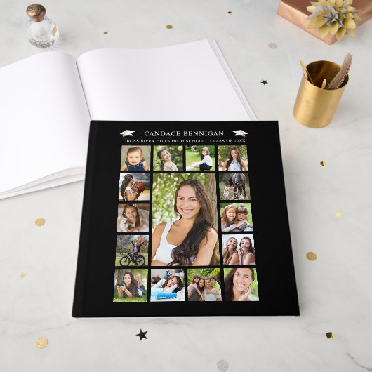 Afstuderen 15 Fotocollage Uw kleur Gastenboek (Voorkant open)