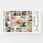 Afstuderen 15 Pet voor Photo Collage Script Gold Spandoek (Horizontaal)