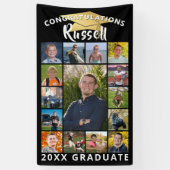 Afstuderen 15 Photo Collage Black Gold Pet Spandoek (Verticaal)