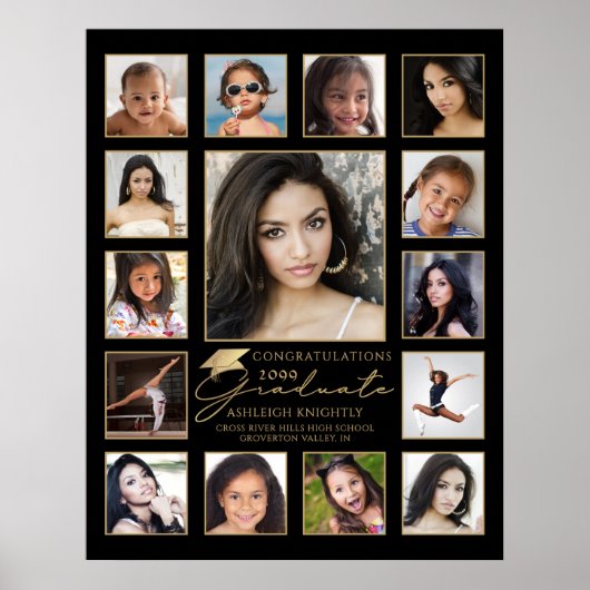 Afstuderen 15 Photo Collage Handgeschreven Script Poster (Voorkant)