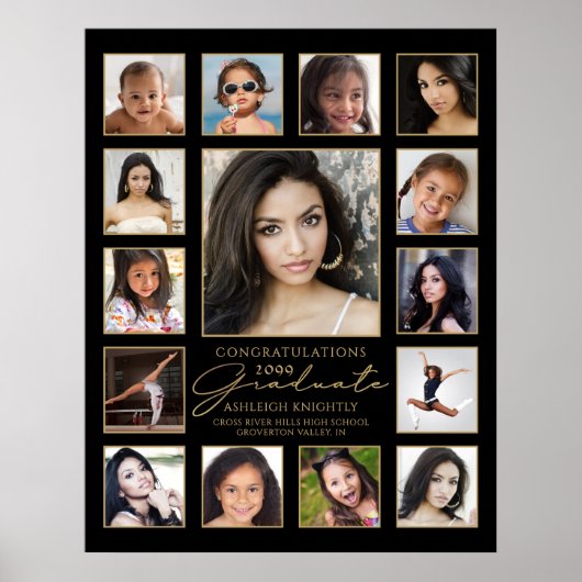 Afstuderen 15 Photo Collage Handgeschreven Script  Poster (Voorkant)