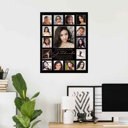 Afstuderen 15 Photo Collage Handgeschreven Script  Poster (Thuiskantoor)