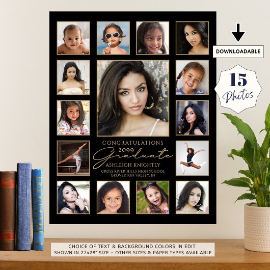 Afstuderen 15 Photo Collage Handgeschreven Script Poster