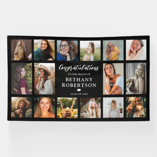 Afstuderen 16 Fotocollage Proficiat Spandoek (Horizontaal)