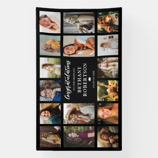 Afstuderen 16 Fotocollage Proficiat Spandoek (Verticaal)