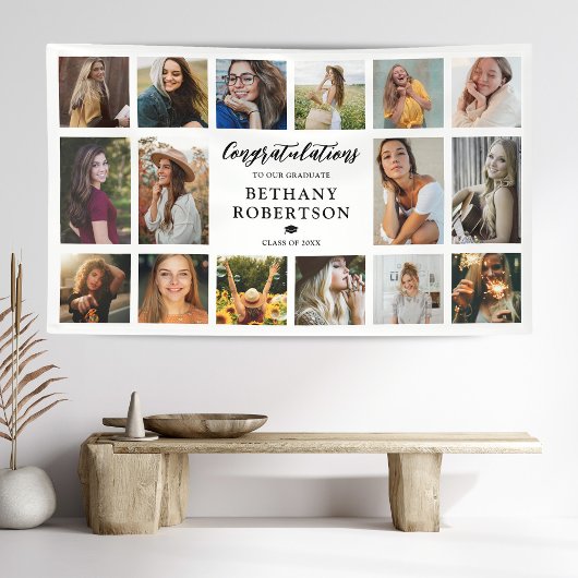 Afstuderen 16 Fotocollage Proficiat Spandoek