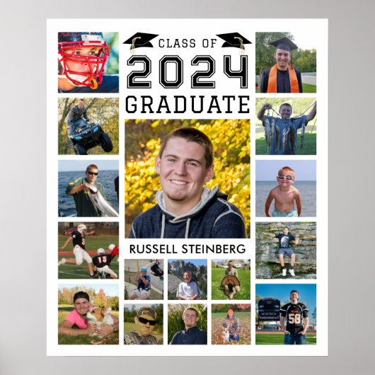 Afstuderen 17 jaar Aangepaste kleuren voor fotocol Poster (Voorkant)