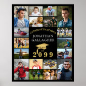 Afstuderen 18 Fotocollage Congrats Zwart Goud Poster (Voorkant)