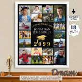 Afstuderen 18 Fotocollage Congrats Zwart Goud Poster