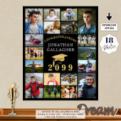 Afstuderen 18 Fotocollage Congrats Zwart Goud Poster