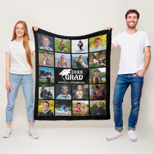 Afstuderen 18 Pet Fotocollage Afstudeerder Jaar zw Fleece Deken
