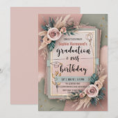 Afstuderen 18e Verjaardag Boho Soft Pastelbloem Kaart (Voorkant / Achterkant)