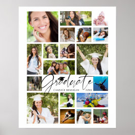 Afstuderen 19 Photo Collage Script White Custom Poster