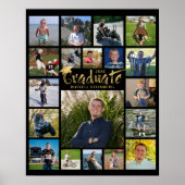 Afstuderen 19 zwarte foto Gold Brush Typografie Poster (Voorkant)