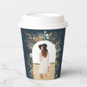 Afstuderen 1 foto blauw botanisch modern papieren bekers (Voorkant)