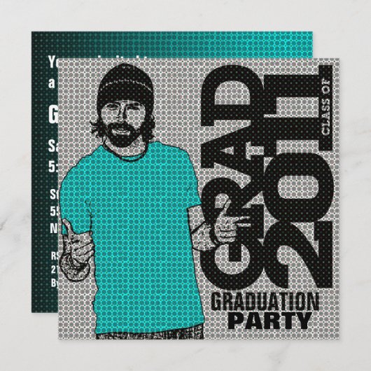 Afstuderen 2011 partijuitnodiging Cartoon Foto 1 Kaart (Voorkant / Achterkant)