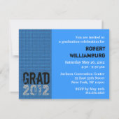 Afstuderen 2012 Grafische blauwe uitnodiging (Achterkant)