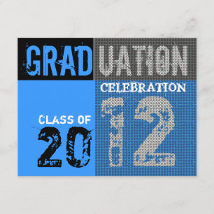 Afstuderen 2012 Grafische blauwe uitnodiging