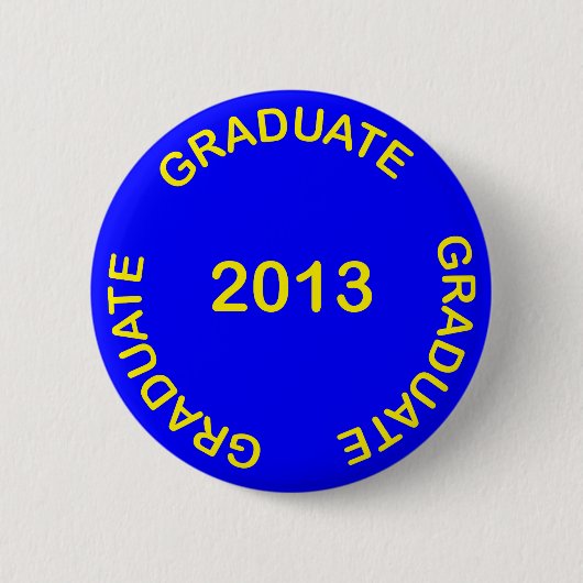AFSTUDEREN 2013 GEEL TEKEN RONDE BUTTON 5,7 CM (Voorkant)