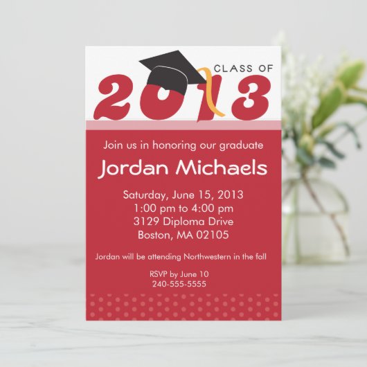 Afstuderen 2013 Red Dot Invitation Kaart (Staand voorkant)