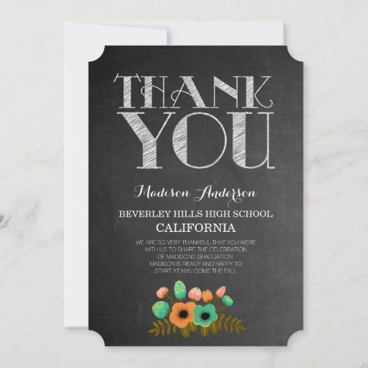 Afstuderen 2015 Bedankt Chalkboard Bloemen Kaart (Achterkant)