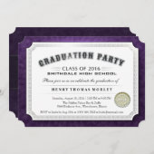 afstuderen 2016 Uitnodiging voor Paars en wit (Voorkant / Achterkant)