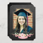 Afstuderen 2017 Bedankt Chalkboard Bloemen Kaart (Voorkant / Achterkant)