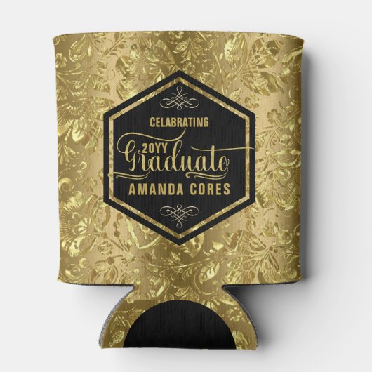 Afstuderen 2017 Typografie & Gold Floral Damaskers Blikjeskoeler (Achterkant)