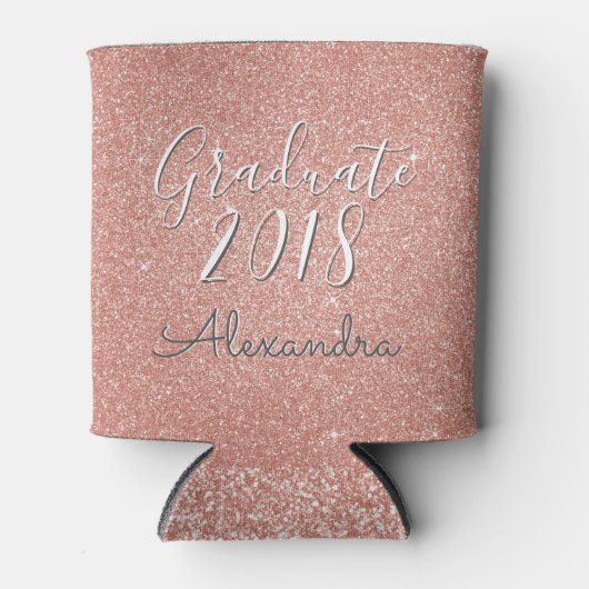 Afstuderen 2018 Roos Gold - Blush Pink Glitter Blikjeskoeler (Voorkant)