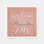 Afstuderen 2018 Roos Gold - Blush Pink Glitter Servet (Voorkant)