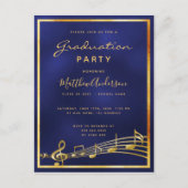 Afstuderen 2020 party blue Music Gold-uitnodiging Briefkaart (Voorkant)